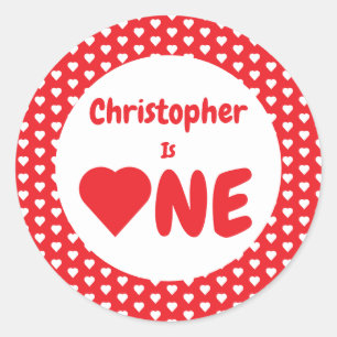 Heart 1st Birthday Classic Round Sticker