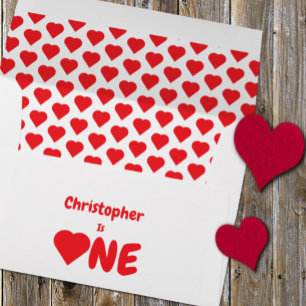 Heart 1st Birthday Envelope