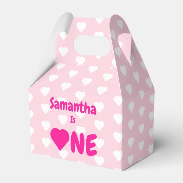 Heart 1st Birthday Favor Box (Front Side)