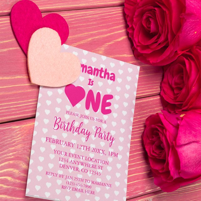 Heart 1st Birthday Invitation (Creator Uploaded)