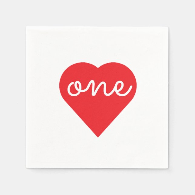 Heart 1st Birthday Napkin (Front)