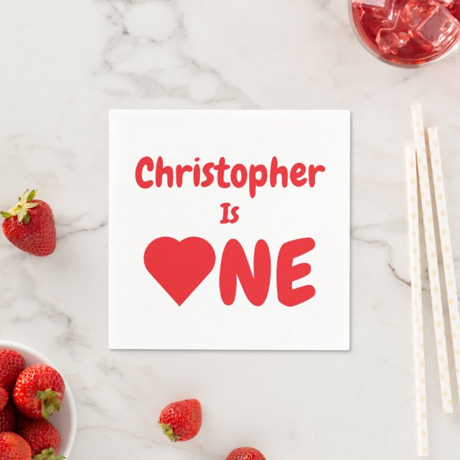 Heart 1st Birthday Napkin (Insitu)