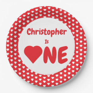 Heart 1st Birthday Paper Plate