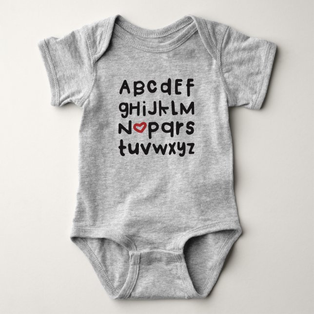 Heart ABC Baby Bodysuit (Front)