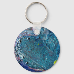 Heart Abstract Melted Crayon Collage Keychain