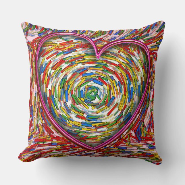 Heart Abstract Swirl Sprinkles Art Love Throw Pillow (Front)