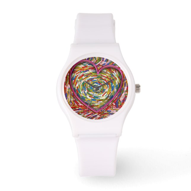 Heart Abstract Swirl Sprinkles Art Love Watch (Front)