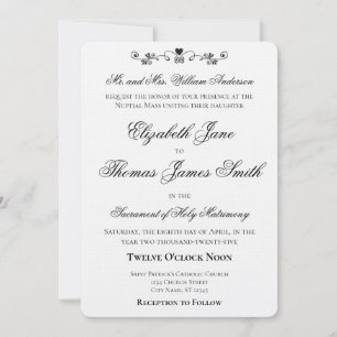 Heart Accent Elegant Wedding Invitation