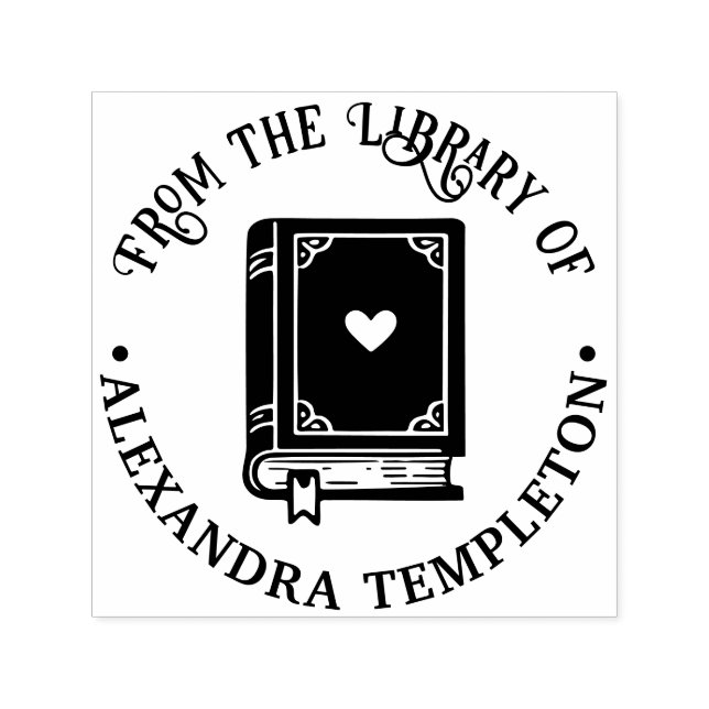 Heart Adorned Book #1P Library Book Name Self-inking Stamp (Design)
