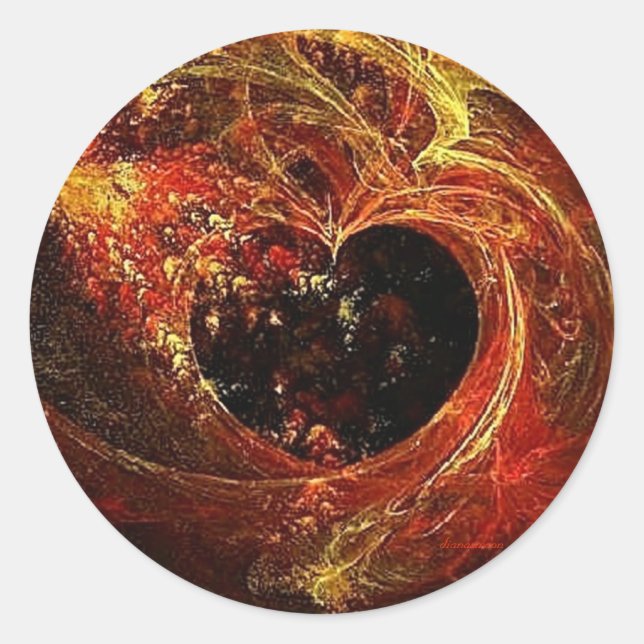 Heart a'Fire Classic Round Sticker (Front)