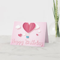 Heart air balloon pink romantic Happy Birthday