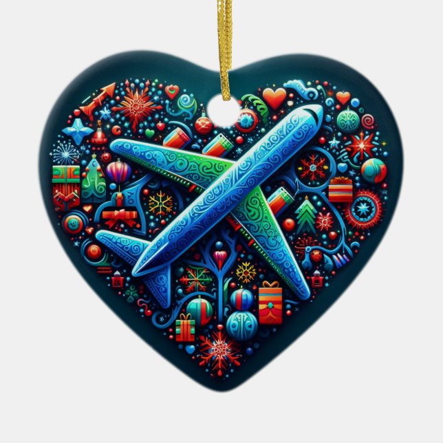 Heart Airplane Ornament (Front)
