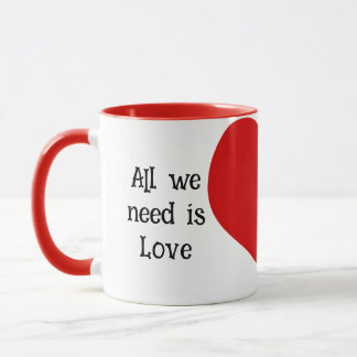 Heart "All we need is love and lots of coffee" Mug