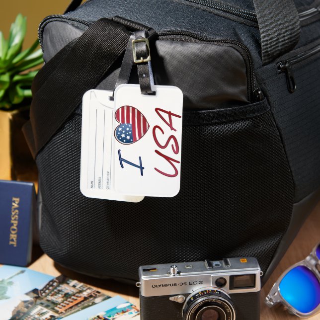 Heart American Flag Luggage Tags (Front & Back)