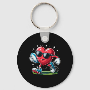 Heart American Football Valentines Day Boys Men Ki Keychain
