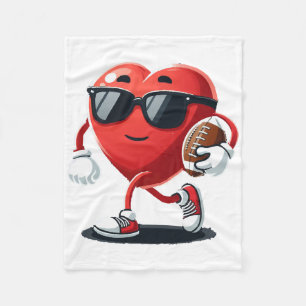 Heart American Footll Valentines Day Boys Men Kids Fleece Blanket