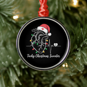Heart Anatomy Christmas Nurse Cardiac Tachy Xmas Metal Ornament
