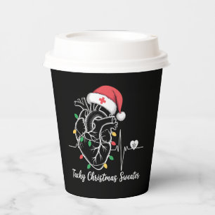 Heart Anatomy Christmas Nurse Cardiac Tachy Xmas Paper Cups