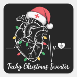 Heart Anatomy Christmas Nurse Cardiac Tachy Xmas Square Sticker