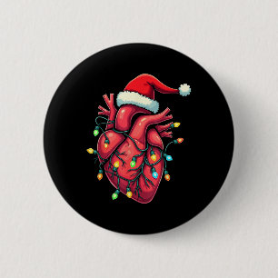 Heart Anatomy Christmas Nursing Christmas Hat Xmas 2 Inch Round Button