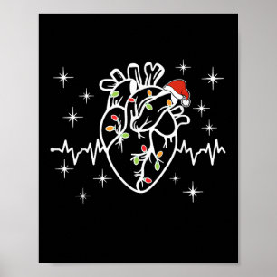 Heart Anatomy Christmas Nursing Santa Hat Anatomic Poster