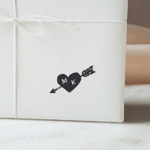 Heart and Arrow Custom Monogram Self-inking Stamp