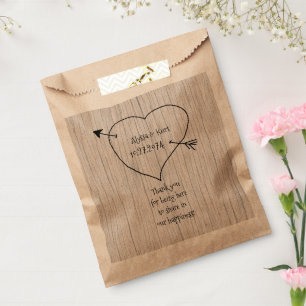 Heart and Arrow Wedding Message Favour Bag