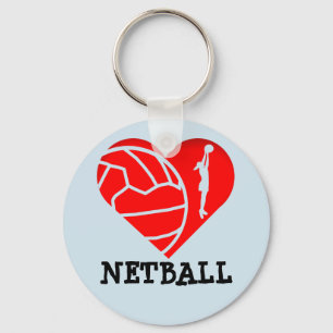 Heart and Ball Silhouette Design Love Netball Keychain
