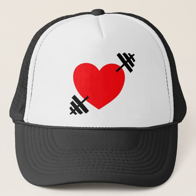 Heart and Barbell Trucker Hat (Front)