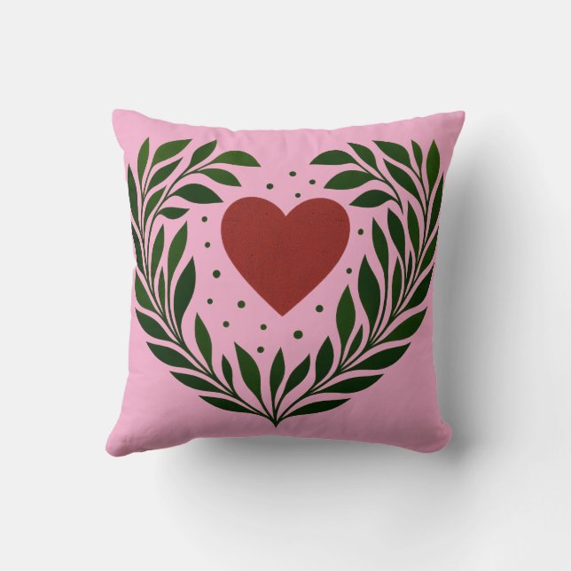Heart and Boughs Throw Pillow (Back)