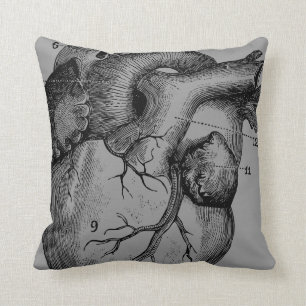 heart and brain - anatomy throw pillow