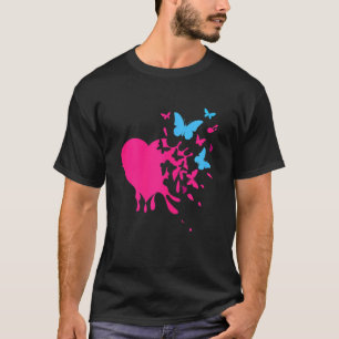 Heart And Butterfly Overlapping And Colourful Uniq T-Shirt