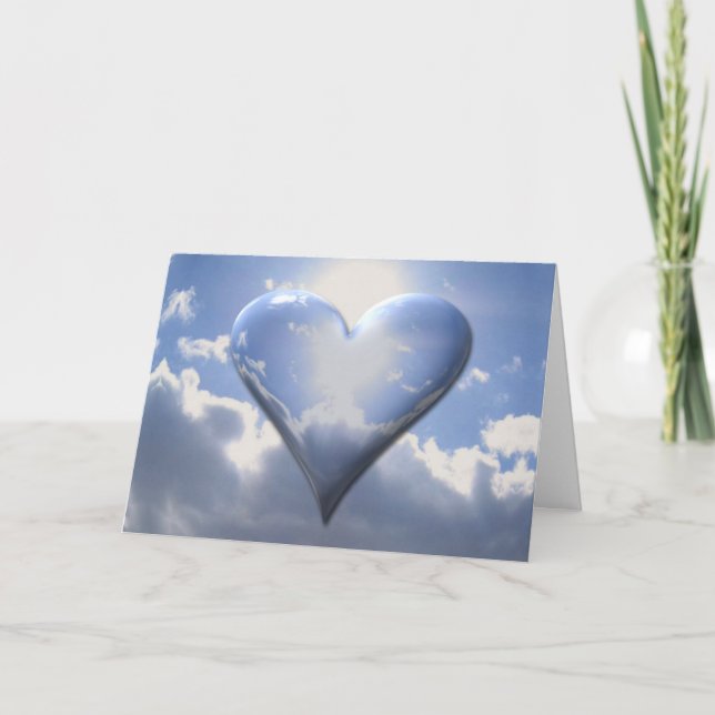 Heart and Clouds Valentine Holiday Card (Front)
