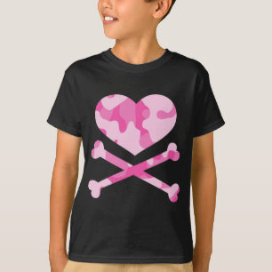 heart and crossbones pink camo T-Shirt