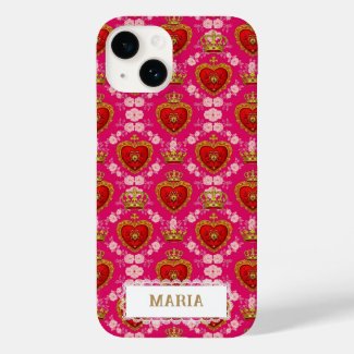 Heart and Crown Fuchsia Pink Maximalist Custom