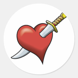 Heart and Dagger Classic Round Sticker