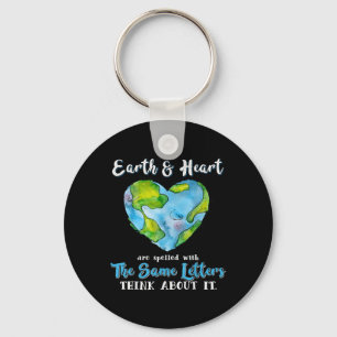 Heart And Earth Day Planet Anniversary Earth Day E Keychain
