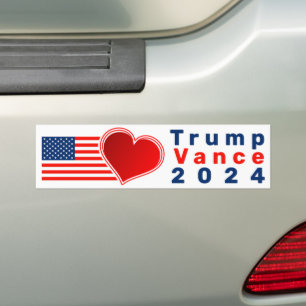 Heart and flag, Trump, Vance Bumper Sticker