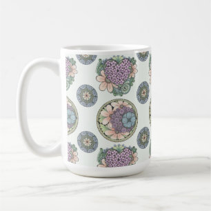 Heart and flowers doodle art mug. coffee mug