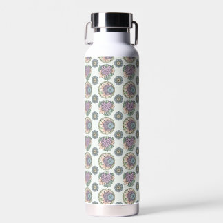 Heart and flowers doodle art water bottle