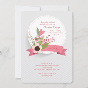 Heart and Flowers Invitation