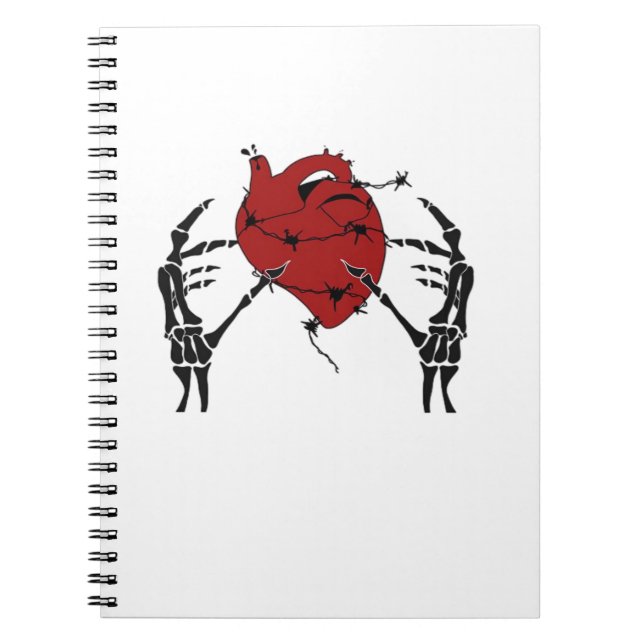 Heart And Hands - Skeleton Heart Hands  Notebook (Front)