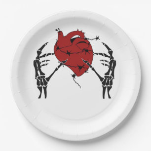 Heart And Hands Skeleton Heart Hands Soft Paper Plate