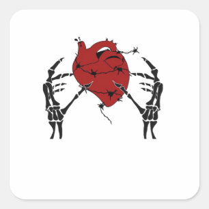 Heart And Hands - Skeleton Heart Hands  Square Sticker