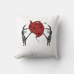 Heart And Hands - Skeleton Heart Hands  Throw Pillow