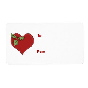 Heart and Holly Gift Label