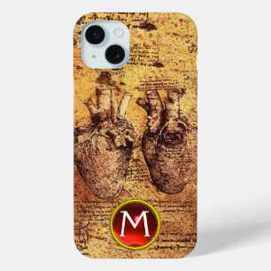Heart And Its Blood Vessels Parchment Gem Monogram iPhone 15 Mini Case