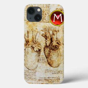 Heart And Its Blood Vessels Parchment Gem Monogram iPhone 13 Case