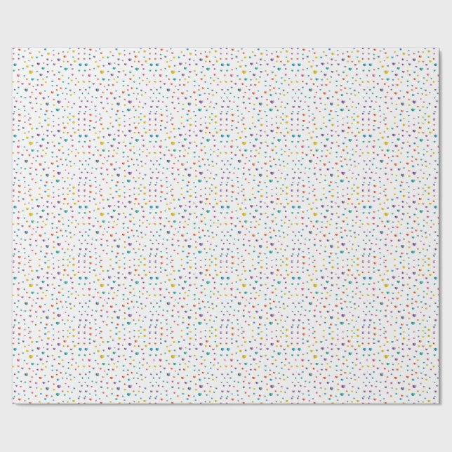 Heart and Little Hearts - Watercolor Pattern Wrapping Paper (Flat)