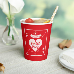 Heart and Love Red Pink Valentine's Day Party  Paper Cups